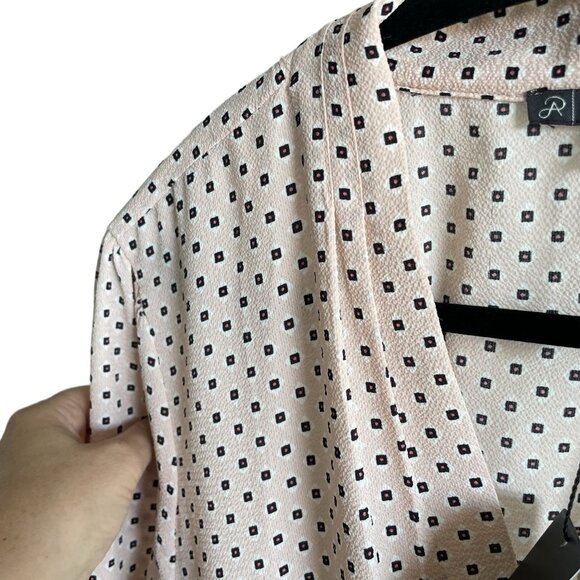 NWT ADRIANNA PAPELL Coral Blouse Cross Over Bouffant Sleeve Women's Large, FLAWS - Picture 6 of 16